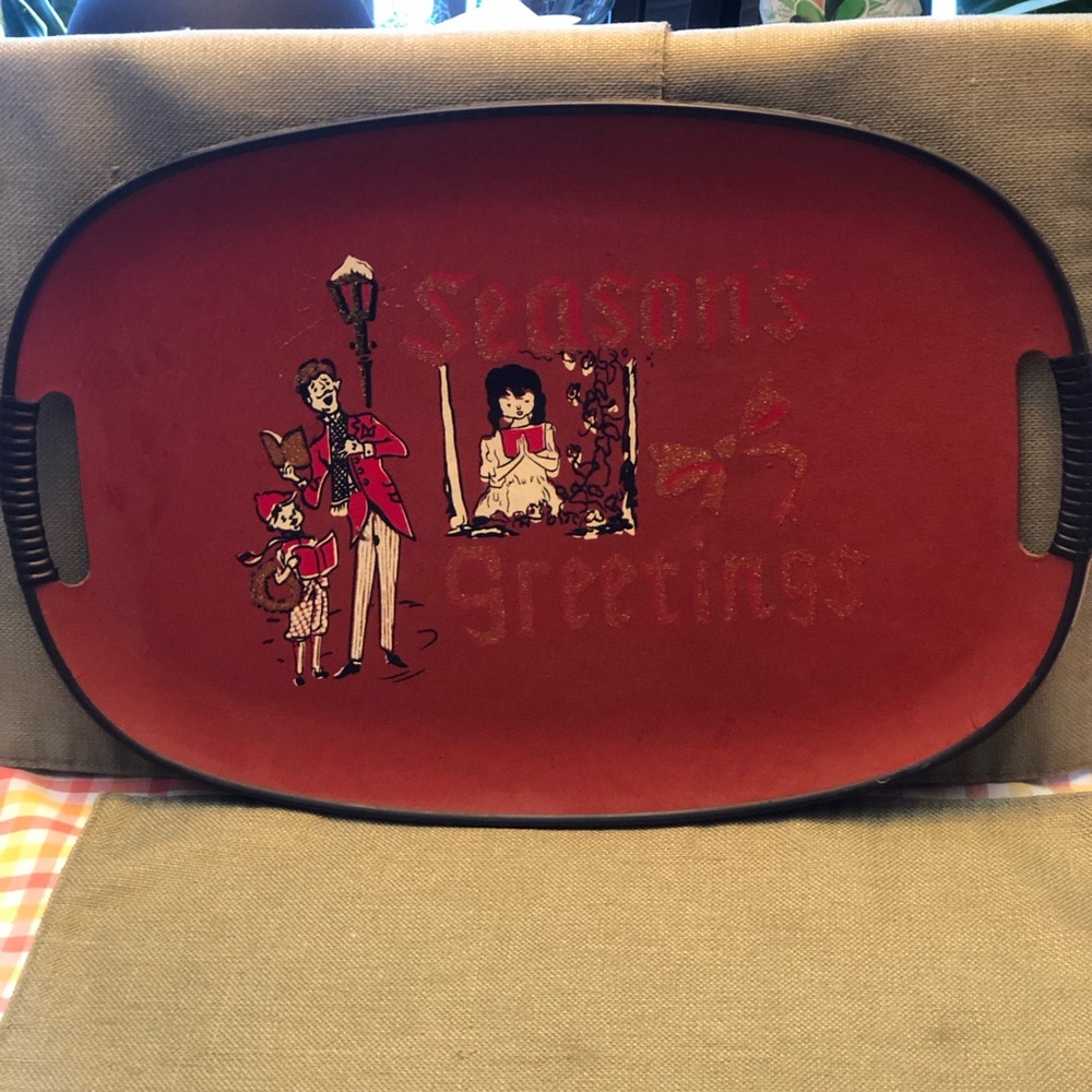 Season's Greetings Red Serving Tray